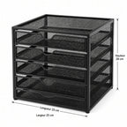 Organisateur de Bureau à 5 Tiroirs en Métal – Rangement Multifonction pour Documents et Fournitures