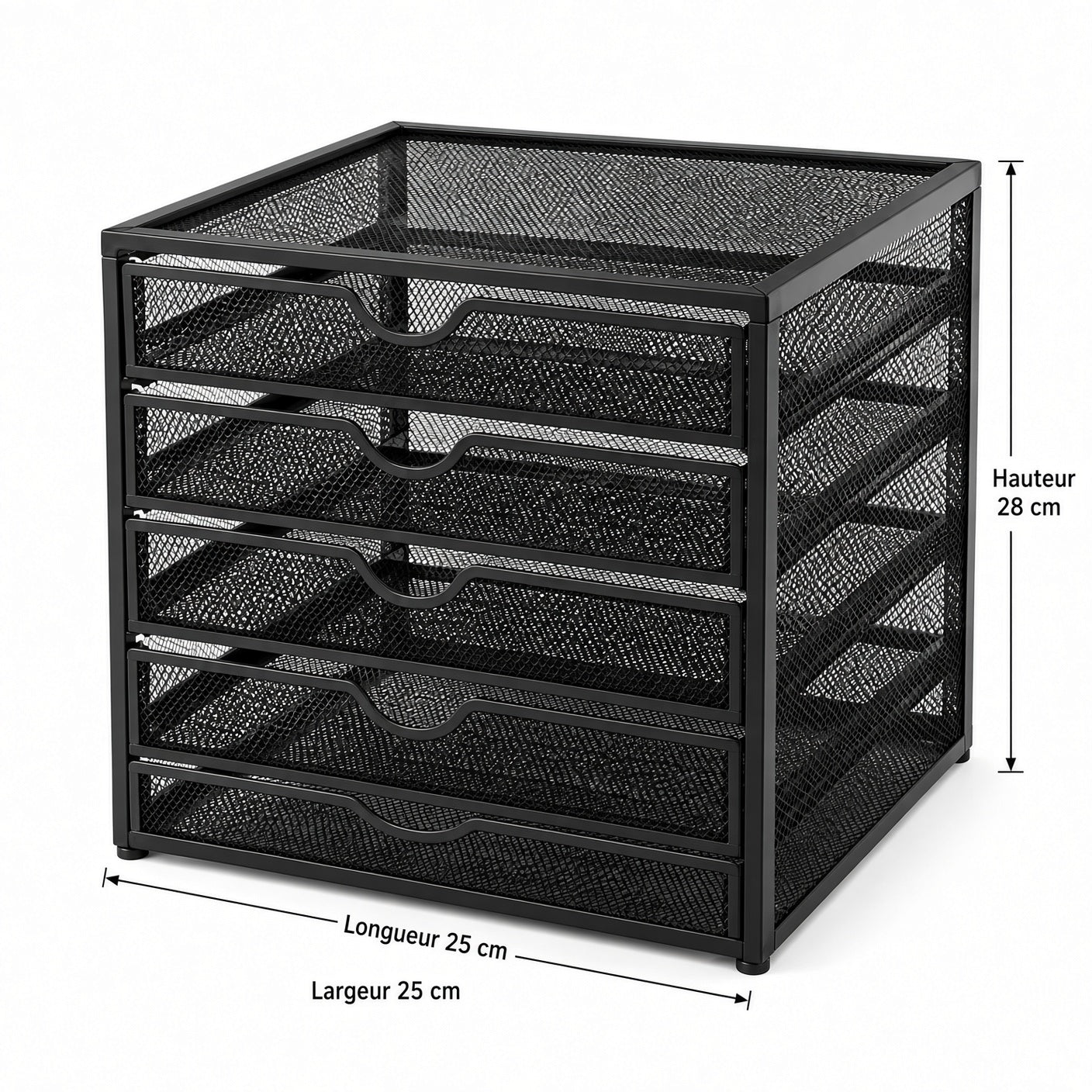 Organisateur de Bureau à 5 Tiroirs en Métal – Rangement Multifonction pour Documents et Fournitures