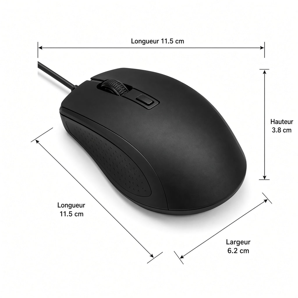 Souris USB Filaire Ergonomique pour Ordinateur et Bureau