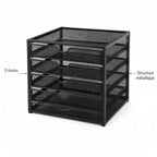 Organisateur de Bureau à 5 Tiroirs en Métal – Rangement Multifonction pour Documents et Fournitures