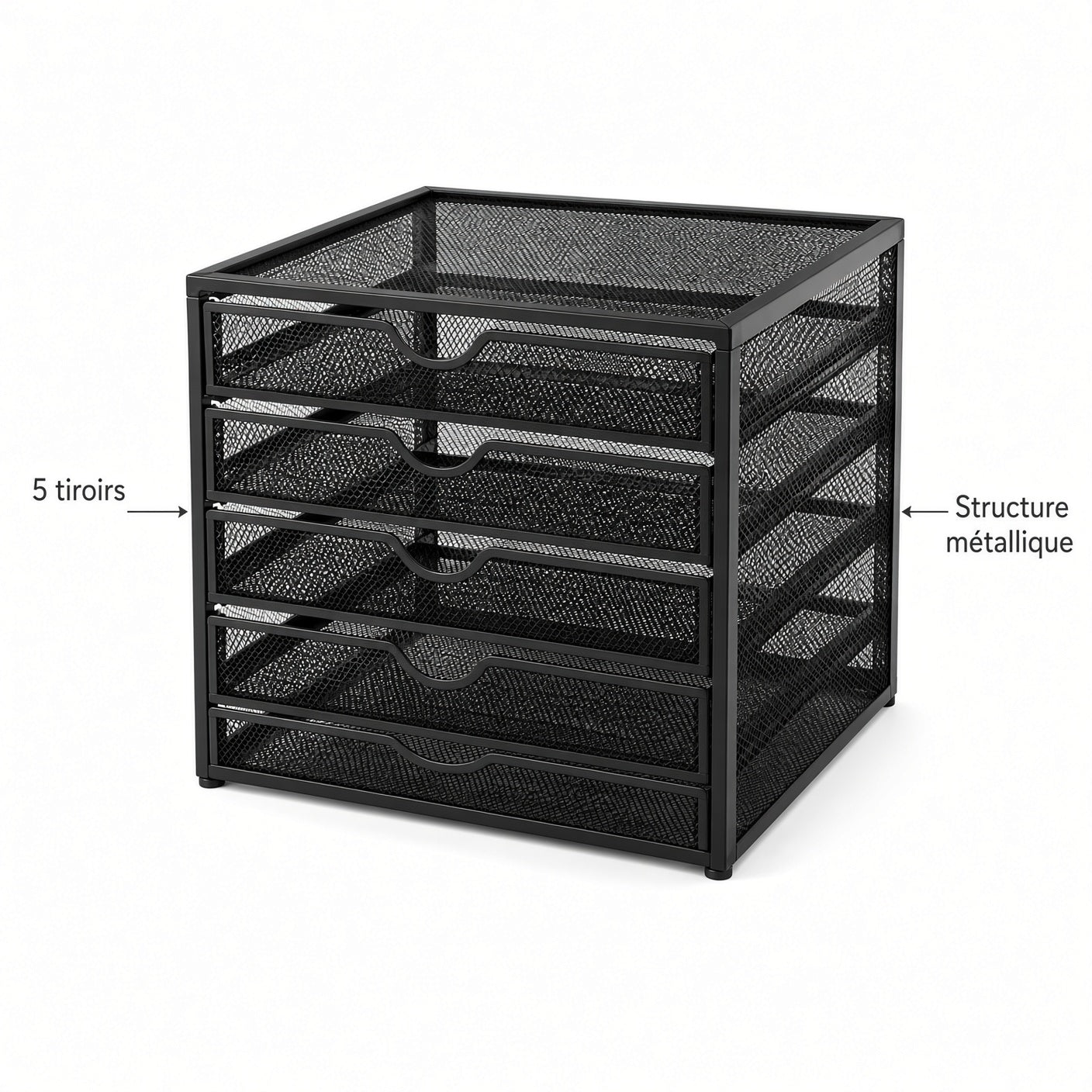 Organisateur de Bureau à 5 Tiroirs en Métal – Rangement Multifonction pour Documents et Fournitures