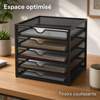 Organisateur de Bureau à 5 Tiroirs en Métal – Rangement Multifonction pour Documents et Fournitures